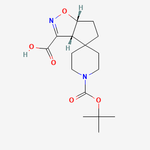molecular formula C16H24N2O5 B2520294 Racemic-(3aR,6aR)-1-(tert-butoxycarbonyl)-3a,5,6,6a-tetrahydrospiro[cyclopenta[d]isoxazole-4,4-piperidine]-3-carboxylic acid CAS No. 1263178-47-7