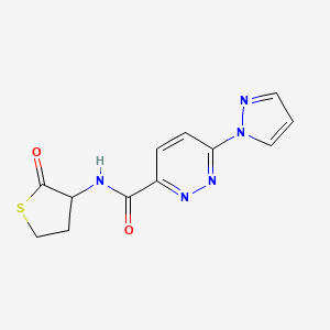 molecular formula C12H11N5O2S B2520304 N-(2-oxothiolan-3-yl)-6-(1H-pyrazol-1-yl)pyridazine-3-carboxamide CAS No. 1396875-59-4
