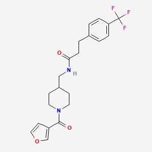 molecular formula C21H23F3N2O3 B2520325 N-((1-(furan-3-carbonyl)piperidin-4-yl)methyl)-3-(4-(trifluoromethyl)phenyl)propanamide CAS No. 1797247-83-6