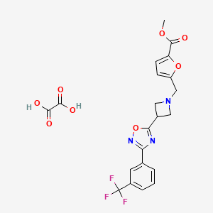 molecular formula C21H18F3N3O8 B2520334 Methyl 5-((3-(3-(3-(trifluoromethyl)phenyl)-1,2,4-oxadiazol-5-yl)azetidin-1-yl)methyl)furan-2-carboxylate oxalate CAS No. 1351598-17-8