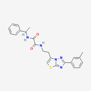 molecular formula C23H23N5O2S B2520335 N1-(1-phenylethyl)-N2-(2-(2-(m-tolyl)thiazolo[3,2-b][1,2,4]triazol-6-yl)ethyl)oxalamide CAS No. 894041-29-3