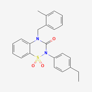 molecular formula C23H22N2O3S B2520342 2-(4-ethylphenyl)-4-(2-methylbenzyl)-2H-1,2,4-benzothiadiazin-3(4H)-one 1,1-dioxide CAS No. 896703-46-1