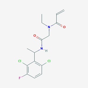 molecular formula C15H17Cl2FN2O2 B2520355 N-[2-[1-(2,6-Dichloro-3-fluorophenyl)ethylamino]-2-oxoethyl]-N-ethylprop-2-enamide CAS No. 2361744-41-2