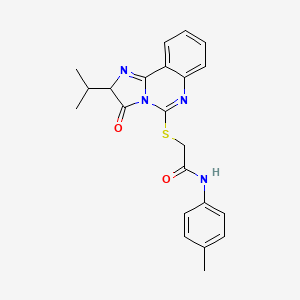 molecular formula C22H22N4O2S B2520398 2-((2-isopropyl-3-oxo-2,3-dihydroimidazo[1,2-c]quinazolin-5-yl)thio)-N-(p-tolyl)acetamide CAS No. 1053080-25-3