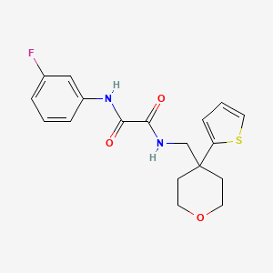 molecular formula C18H19FN2O3S B2520456 N'-(3-fluorophenyl)-N-{[4-(thiophen-2-yl)oxan-4-yl]methyl}ethanediamide CAS No. 1091417-56-9
