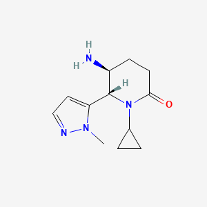 molecular formula C12H18N4O B2520462 rac-(5R,6R)-5-amino-1-cyclopropyl-6-(1-methyl-1H-pyrazol-5-yl)piperidin-2-one, trans CAS No. 1807941-20-3