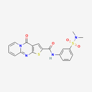 molecular formula C19H16N4O4S2 B2520472 N-[3-(dimethylsulfamoyl)phenyl]-2-oxo-6-thia-1,8-diazatricyclo[7.4.0.0^{3,7}]trideca-3(7),4,8,10,12-pentaene-5-carboxamide CAS No. 519149-02-1