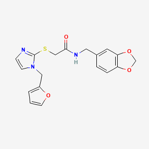 B2520481 N-(1,3-benzodioxol-5-ylmethyl)-2-[1-(furan-2-ylmethyl)imidazol-2-yl]sulfanylacetamide CAS No. 872594-15-5