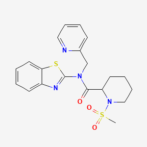molecular formula C20H22N4O3S2 B2520488 N-(1,3-benzothiazol-2-yl)-1-methanesulfonyl-N-[(pyridin-2-yl)methyl]piperidine-2-carboxamide CAS No. 1222672-52-7