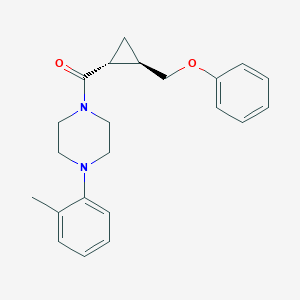 molecular formula C22H26N2O2 B025205 Piperazine, 1-(2-methylphenyl)-4-((2-(phenoxymethyl)cyclopropyl)carbonyl)-, trans- CAS No. 102617-04-9