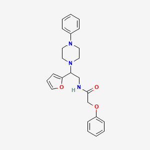 molecular formula C24H27N3O3 B2520596 N-[2-(furan-2-yl)-2-(4-phenylpiperazin-1-yl)ethyl]-2-phenoxyacetamide CAS No. 887215-52-3