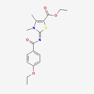 molecular formula C17H20N2O4S B2520613 ethyl (2Z)-2-[(4-ethoxybenzoyl)imino]-3,4-dimethyl-2,3-dihydro-1,3-thiazole-5-carboxylate CAS No. 476628-17-8