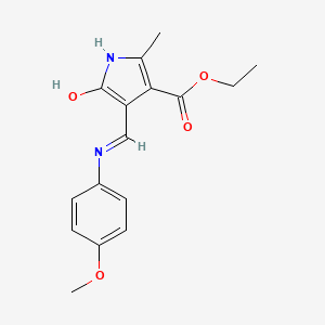 molecular formula C16H18N2O4 B2520618 Ethyl 4-((4-methoxyanilino)methylene)-2-methyl-5-oxo-4,5-dihydro-1H-pyrrole-3-carboxylate CAS No. 251307-04-7