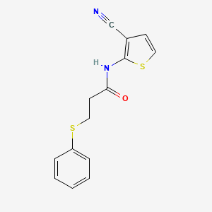 molecular formula C14H12N2OS2 B2520643 N-(3-cyanothiophen-2-yl)-3-(phenylthio)propanamide CAS No. 865546-29-8