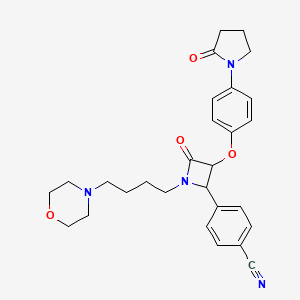 molecular formula C28H32N4O4 B2520646 4-{1-[4-(Morpholin-4-yl)butyl]-4-oxo-3-[4-(2-oxopyrrolidin-1-yl)phenoxy]azetidin-2-yl}benzonitrile CAS No. 1223368-41-9