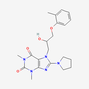 molecular formula C21H27N5O4 B2520652 7-(2-hydroxy-3-(o-tolyloxy)propyl)-1,3-dimethyl-8-(pyrrolidin-1-yl)-1H-purine-2,6(3H,7H)-dione CAS No. 333752-12-8