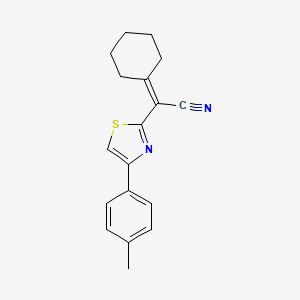 molecular formula C18H18N2S B2520674 2-Cyclohexylidene-2-[4-(4-methylphenyl)-1,3-thiazol-2-yl]acetonitrile CAS No. 380327-61-7