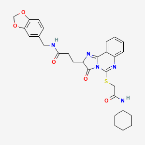 molecular formula C29H31N5O5S B2520676 N-[(2H-1,3-benzodioxol-5-yl)methyl]-3-(5-{[(cyclohexylcarbamoyl)methyl]sulfanyl}-3-oxo-2H,3H-imidazo[1,2-c]quinazolin-2-yl)propanamide CAS No. 1219382-38-3