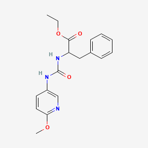molecular formula C18H21N3O4 B2520686 Ethyl 2-(((6-methoxy(3-pyridyl))amino)carbonylamino)-3-phenylpropanoate CAS No. 1396966-25-8