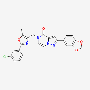 2-(benzo[d][1,3]dioxol-5-yl)-5-((2-(3-chlorophenyl)-5-methyloxazol-4-yl)methyl)pyrazolo[1,5-a]pyrazin-4(5H)-one