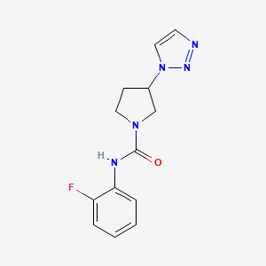 molecular formula C13H14FN5O B2520723 N-(2-fluorophenyl)-3-(1H-1,2,3-triazol-1-yl)pyrrolidine-1-carboxamide CAS No. 2034305-14-9