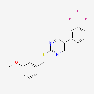 molecular formula C19H15F3N2OS B2520732 Methyl 3-(((5-(3-(trifluoromethyl)phenyl)-2-pyrimidinyl)sulfanyl)methyl)phenyl ether CAS No. 339101-87-0