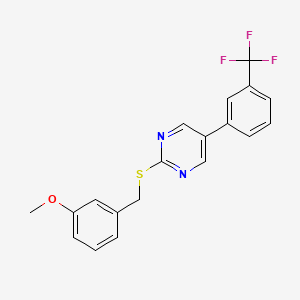 Methyl 3-(((5-(3-(trifluoromethyl)phenyl)-2-pyrimidinyl)sulfanyl)methyl)phenyl ether