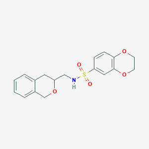 molecular formula C18H19NO5S B2520744 N-(isochroman-3-ylmethyl)-2,3-dihydrobenzo[b][1,4]dioxine-6-sulfonamide CAS No. 2034281-73-5