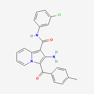 molecular formula C23H18ClN3O2 B2520747 2-amino-N-(3-chlorophenyl)-3-(4-methylbenzoyl)indolizine-1-carboxamide CAS No. 898453-54-8