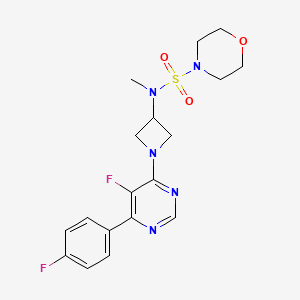 molecular formula C18H21F2N5O3S B2520754 N-{1-[5-fluoro-6-(4-fluorophenyl)pyrimidin-4-yl]azetidin-3-yl}-N-methylmorpholine-4-sulfonamide CAS No. 2380189-43-3
