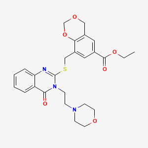 molecular formula C26H29N3O6S B2520781 ethyl 8-[({3-[2-(morpholin-4-yl)ethyl]-4-oxo-3,4-dihydroquinazolin-2-yl}sulfanyl)methyl]-2,4-dihydro-1,3-benzodioxine-6-carboxylate CAS No. 443349-03-9