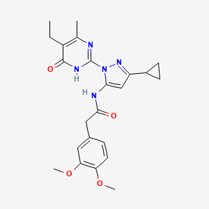N-(3-cyclopropyl-1-(5-ethyl-4-methyl-6-oxo-1,6-dihydropyrimidin-2-yl)-1H-pyrazol-5-yl)-2-(3,4-dimethoxyphenyl)acetamide
