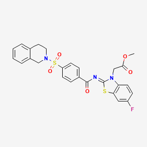 molecular formula C26H22FN3O5S2 B2520796 methyl 2-[(2Z)-6-fluoro-2-{[4-(1,2,3,4-tetrahydroisoquinoline-2-sulfonyl)benzoyl]imino}-2,3-dihydro-1,3-benzothiazol-3-yl]acetate CAS No. 865198-21-6