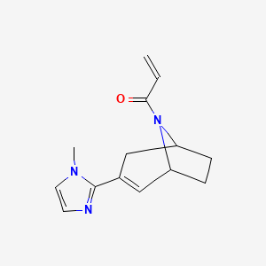 molecular formula C14H17N3O B2520800 1-[3-(1-Methylimidazol-2-yl)-8-azabicyclo[3.2.1]oct-2-en-8-yl]prop-2-en-1-one CAS No. 2361638-50-6