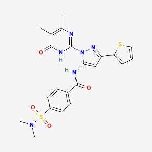 molecular formula C22H22N6O4S2 B2520802 N-(1-(4,5-dimethyl-6-oxo-1,6-dihydropyrimidin-2-yl)-3-(thiophen-2-yl)-1H-pyrazol-5-yl)-4-(N,N-dimethylsulfamoyl)benzamide CAS No. 1170081-13-6