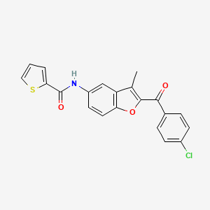 molecular formula C21H14ClNO3S B2520804 N-[2-(4-chlorobenzoyl)-3-methyl-1-benzofuran-5-yl]thiophene-2-carboxamide CAS No. 923193-97-9