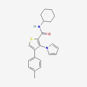 molecular formula C22H24N2OS B2520824 N-cyclohexyl-4-(4-methylphenyl)-3-(1H-pyrrol-1-yl)thiophene-2-carboxamide CAS No. 1359322-24-9