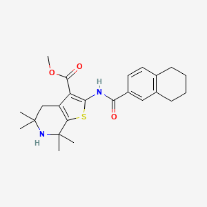 molecular formula C24H30N2O3S B2520837 methyl 5,5,7,7-tetramethyl-2-(5,6,7,8-tetrahydronaphthalene-2-amido)-4H,5H,6H,7H-thieno[2,3-c]pyridine-3-carboxylate CAS No. 887900-68-7
