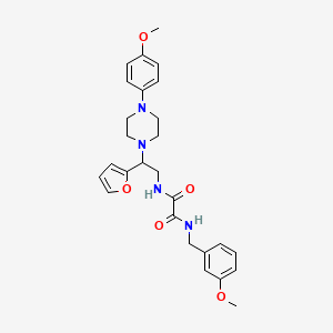 molecular formula C27H32N4O5 B2520842 N-[2-(furan-2-yl)-2-[4-(4-methoxyphenyl)piperazin-1-yl]ethyl]-N'-[(3-methoxyphenyl)methyl]ethanediamide CAS No. 877634-28-1