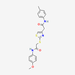 molecular formula C21H21N3O3S2 B2520848 N-(4-methoxyphenyl)-2-((4-(2-oxo-2-(p-tolylamino)ethyl)thiazol-2-yl)thio)acetamide CAS No. 941962-00-1