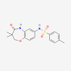 molecular formula C18H20N2O4S B2520871 N-(3,3-dimethyl-4-oxo-2,3,4,5-tetrahydrobenzo[b][1,4]oxazepin-7-yl)-4-methylbenzenesulfonamide CAS No. 922133-41-3