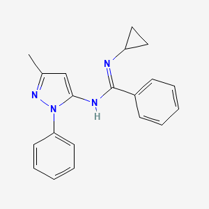 molecular formula C20H20N4 B2520883 N-cyclopropyl-N'-(3-methyl-1-phenyl-1H-pyrazol-5-yl)benzenecarboximidamide CAS No. 380420-21-3