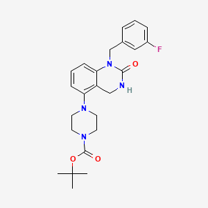 molecular formula C24H29FN4O3 B2520911 tert-butyl 4-[1-(3-fluorobenzyl)-2-oxo-1,2,3,4-tetrahydro-5-quinazolinyl]tetrahydro-1(2H)-pyrazinecarboxylate CAS No. 1211312-10-5