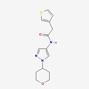 molecular formula C14H17N3O2S B2520925 N-(1-(tetrahydro-2H-pyran-4-yl)-1H-pyrazol-4-yl)-2-(thiophen-3-yl)acetamide CAS No. 1797552-07-8
