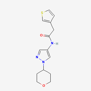 N-(1-(tetrahydro-2H-pyran-4-yl)-1H-pyrazol-4-yl)-2-(thiophen-3-yl)acetamide