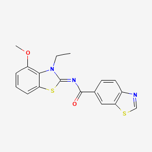 (E)-N-(3-ethyl-4-methoxybenzo[d]thiazol-2(3H)-ylidene)benzo[d]thiazole-6-carboxamide