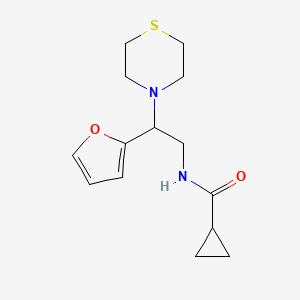 molecular formula C14H20N2O2S B2520937 N-(2-(furan-2-yl)-2-thiomorpholinoethyl)cyclopropanecarboxamide CAS No. 2034572-77-3