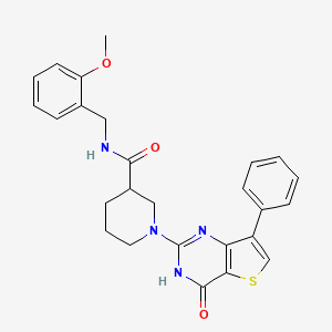 molecular formula C26H26N4O3S B2520940 N-(2-methoxybenzyl)-1-(4-oxo-7-phenyl-3,4-dihydrothieno[3,2-d]pyrimidin-2-yl)piperidine-3-carboxamide CAS No. 1242854-76-7