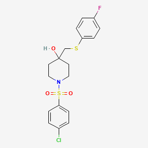 1-(4-Chlorophenyl)sulfonyl-4-[(4-fluorophenyl)sulfanylmethyl]piperidin-4-ol