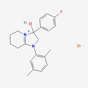 1-(2,5-Dimethylphenyl)-3-(4-fluorophenyl)-3-hydroxy-2,3,5,6,7,8-hexahydroimidazo[1,2-a]pyridin-1-ium bromide